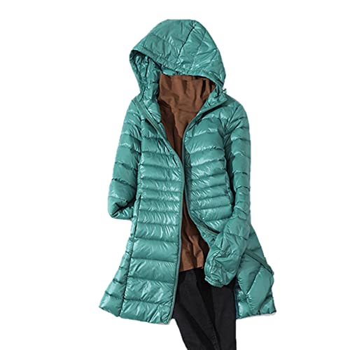 WSPDSD Femme Duvet De Canard Vestes Hiver Plus La Taille Ultra-Léger À Capuche Femmes Manteau En Duvet Portable Long Parkas Rembourré Puffer Pardessus 6XL 7XL - Rose bleu, 6XL