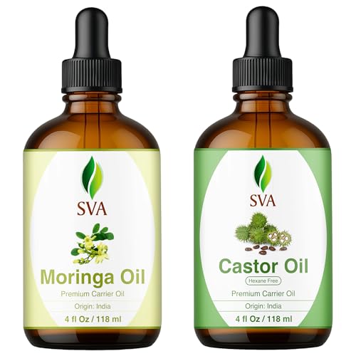 SVA Castor and Moringa Carrier Oil 4 oz Bundle Super