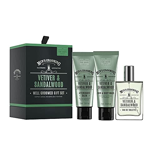 Men's Grooming by The Scottish Fine Soaps Company Vetiver & Sandalwood Well Groomed Gift Set