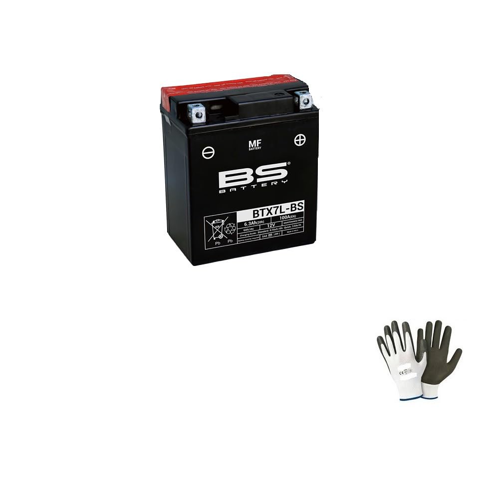 Compatible avec Kawasaki JH (Jet Ski) 900 2000 a 2020 Batterie BS BTX7L-BS 12V/6AH (YUASA YTX7L-BS) Batteries pour Moto Scooter COMPLÈTE DÉJÀ PRÊTE À Assembler 113X70X130MM