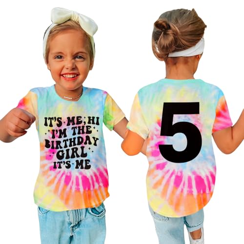 Image of GLIGLITTR Its Me Hi Im The Birthday Girl Shirt Kids Letter Print Birthday Party T-Shirt Outfit for Girls Gift Top 5-10 Years