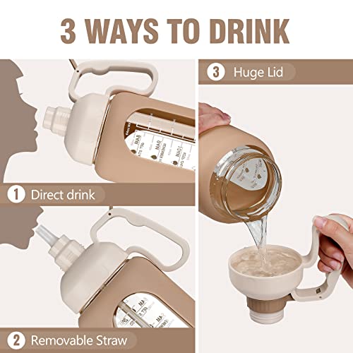 Mukoko 32Oz Glass Water Bottles With 2 Lids & 64Oz Glass Water Bottles With Straw And Lid Bundle #TOP7
