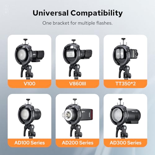 image for Godox S3 Bowens Mount Flash Bracket, Compact & Lightweight with ±90°