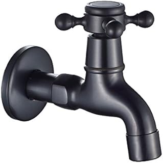 Weirun Wall Mount Single Cross Handle One Hole Bathroom Faucet Lavatory Cold Water Only Washing Machine Balcony Mop Sink Taps,Oil Rubbed Bronze