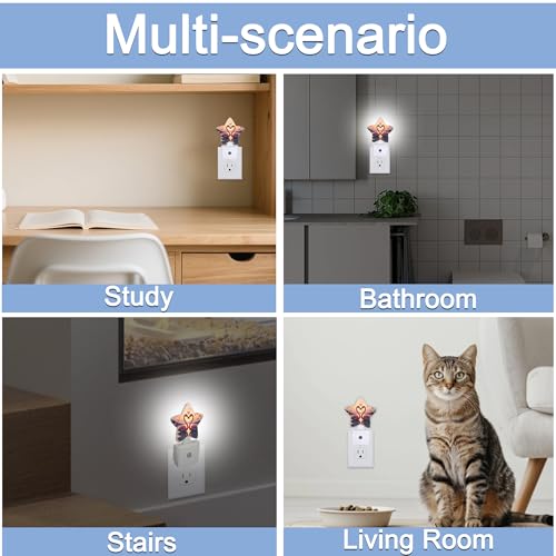 Image of Beach Flamingos Night Lights Plug Into Wall,Romantic Love Heart Star Night Light for Kids,Nightlight with Dusk to Dawn Smart Sensor for Bedroom Bathroom Decor,Children Women Men Gift