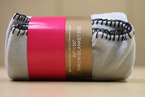 YourFleece Light Gray Fleece Throw Blanket with Finished Edges