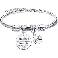 JRZDFXS Pulsera de Mujer, Regalo de Profesora, Gracias Maestro Grabado, dia de Graduación, Cumpleaños (3)