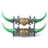 AKINMA Colección de Armas en Miniatura de Personajes de Juegos de Fantasía: Modelos de Exhibición de Escritorio con Soportes: Ceniza, Agonía de Escarcha, Aullador de Sangre.(Warglaives of Azzinoth)