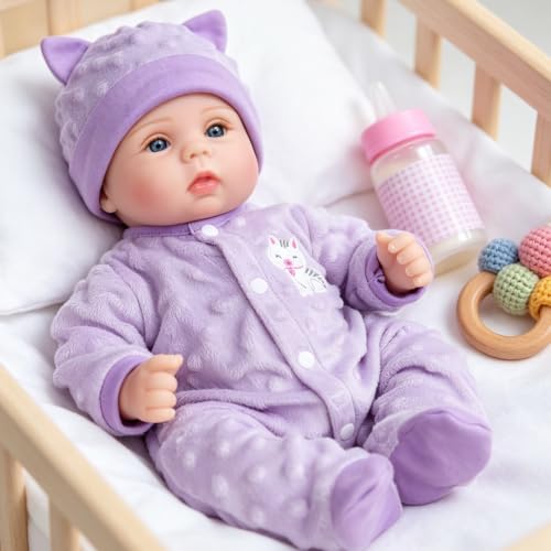 Milidool Lifelike Reborn Baby Dolls Girl-18 inch Realistic Newborn Baby Dolls for Kids Age 3 +,Purple Clothes