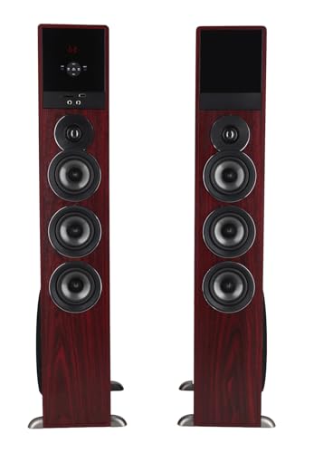 image for Rockville TM150C Powered Home Theater Tower Speaker System, Cherry Woo