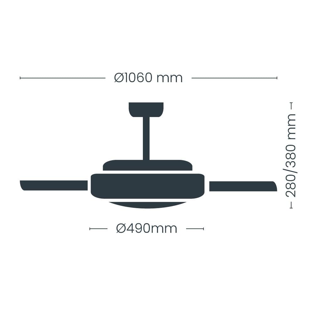 Ventilatore LED pale pieghevoli Miso Evo bianco 72 W con memoria di accensione, APP, telecomando CCT 3000-4000-6000 K, dimmerabile, silenzioso