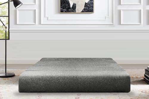 Image of Los Angeles Foldable Two Seater Sofa Cum Bed, Sofa Bed 4 X 6 Feet Jute Fabric Washable Cover- Including Cushion Perfect for Living Room - Grey