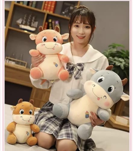 Image of Tinytotem Milky Moo Amul Milk Cow Soft Toy for Kids Plush Stuffed Cartoon Pet Kawai Animal Plushie Cattle Toys Doll Birthday Gifts for Friends Girls Decorative Toy 35cm