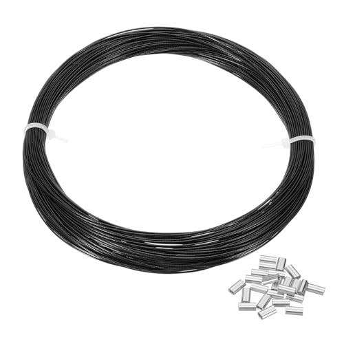 Cable de acero PATIKIL antioxidante con vinilo negro y manguitos de fijación
