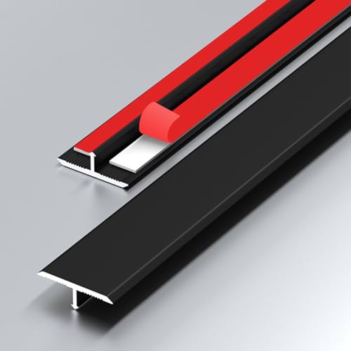 Autocollante Bande De Transition Plancher, Alliage D'aluminium En T Bordure Profilé Étanche, Pour Joints Bois Carrelage Vinyle Stratifié Couture Jonction(Noir,90 * 3.3cm)