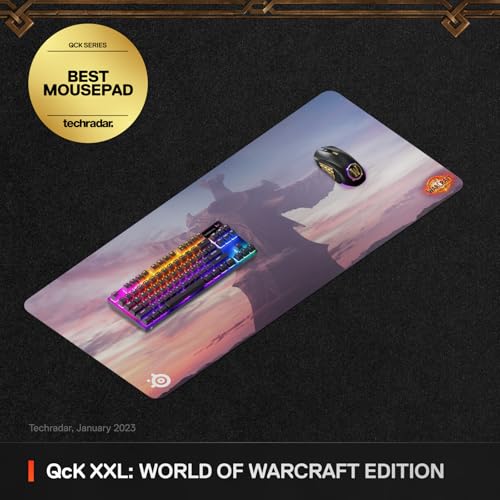 SteelSeries QcK Gaming Mousepad — World of Warcraft Edition — Includes In-Game Item — XXL Thick Cloth — Sized to Cover Desks — Peak Tracking and Stability — Optimized