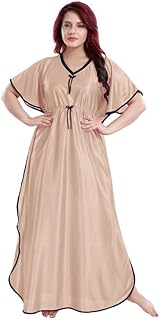 SKMODEL STYLISH Fancy Satin Kaftan Nighty for Ladies | V-Neck Loose Fit | Comfortable Home Wear Dress Price In India