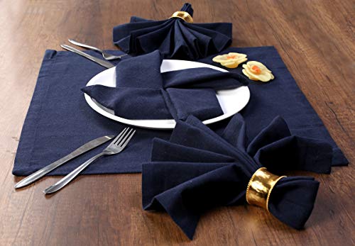 Ramanta Home 12-Pack 100% Cotton Dinner Napkins 18 By 18-Inch Soft Absorbent Comfortable - Ideal For Events And Regular Use - Navy #TOP2