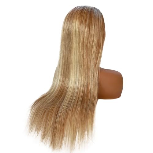 Image of Munx Highlight Blonde Lace Front Wigs for White Women, 180% Density 30in Balayage Ombre Blonde #613 with Brown Human Hair Wig 100% Unprocessed Real Hair 13X4 Glueless Wigs Pre Plucked with Baby Hair