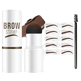 Eyebrow Stamp Kit with 10 Reusable Brow Stencils, Waterproof Long-Lasting Brow Stamp for Women, Dark Brown