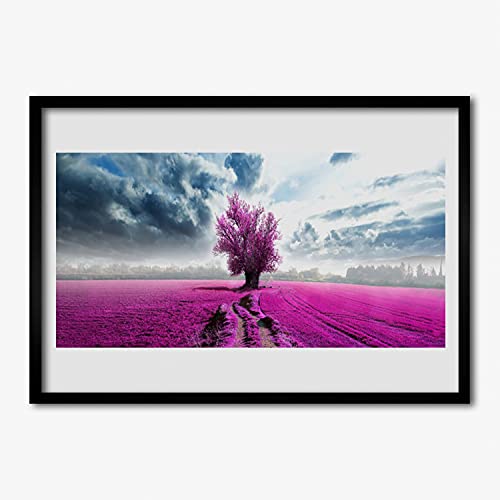 Affiche avec cadre 70x50 cm prairie d'arbre pour une chambre apaisante