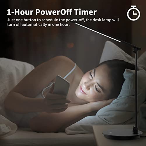 Mongery Led Desk Lamp, Table Lamp With Touch Control Usb Charging, Eye-Caring Desk Lamp Aluminum Multiple Angle Adjustments Led Light For Office, Home, Reading And More, Black #TOP5