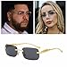 ADE WU Vintage Rimless Sunglasses Retro Luxury Gold Metal Frameless Rectangle Colored Lens Sun Glasses
