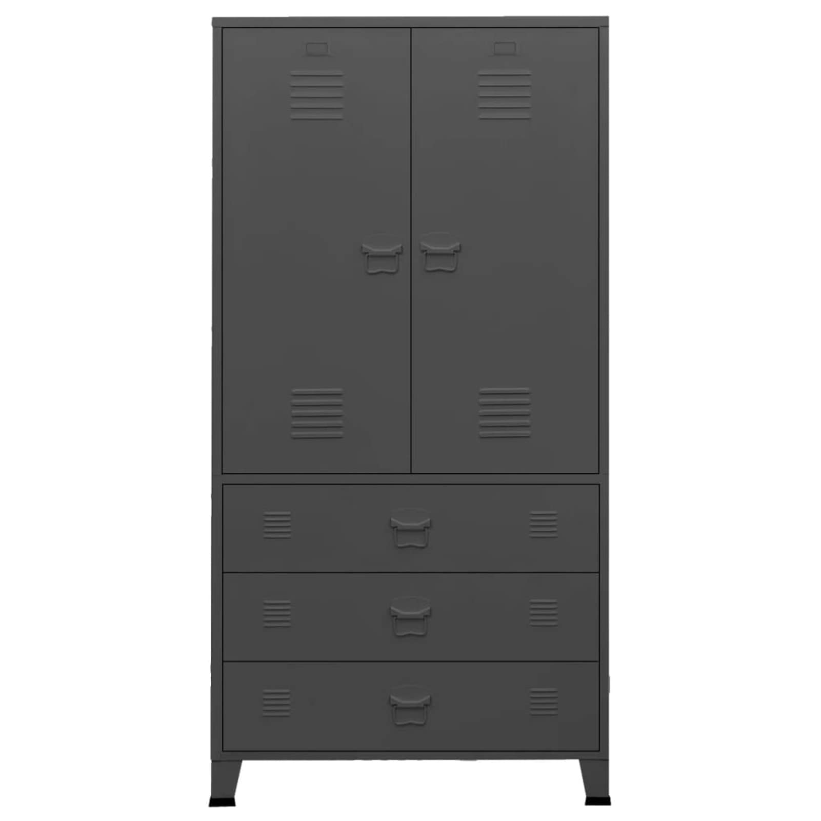 BAZZI Aktenschrank, Büroschrank, Büroschrank, Industrieschrank, Anthrazit, 90 x 50 x 180 cm, aus Metall
