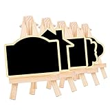 HOMSFOU 5 Stück Teiliges Holz Memo Boards Kleine Kreidetafeln mit Stativ für Tischdekoration für Restaurant Hochzeit und Weitere Anlässe