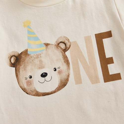 Baby Boy First Birthday Outfit Short Sleeve Bear Print Shirt Shorts Sets Cake Smash Clothes 2Pcs4