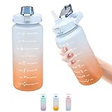 💖【Fácil de usar y transportar】El tamaño de esta botella de agua de fitness de 1 litro es de 11 cm * 29 cm. El asa es conveniente para llevar en el gimnasio, viajar, ir a la escuela, caminar, andar en bicicleta, hacer ejercicio y en la oficina, lo que lo ayuda a llenar rápidamente el agua después del ejercicio. Un compañero insustituible en su vida diaria.Si necesita instalarlo en el portavasos de la bicicleta, preste atención a si el tamaño es adecuado