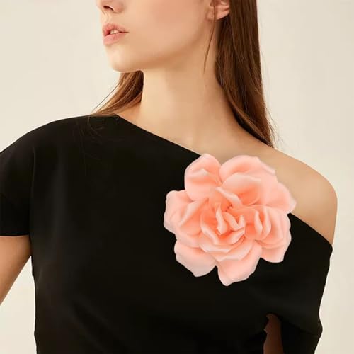 Image of Flower Brooch Pins for Women 5.5in Lapel Pins Large Rose Floral Brooches Dainty Satin Fabric Brooches Rose Flower Hair Clips Wedding Party Dance Clothes Accessories Jewelry