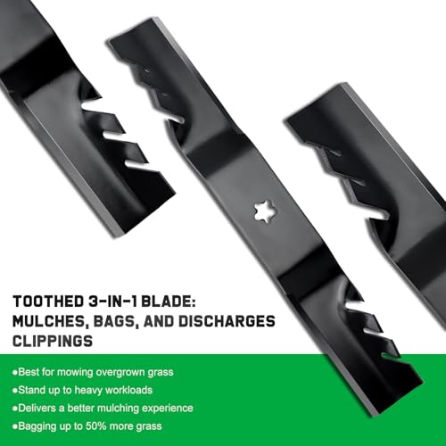 Image of Grasscool Z254F Mulching Blades for Husqvarna 54 inch Mower Z254 MZ54 RZ5424 LGT2654 YTH24V54 54'' Deck Zero Turn Replace 187256 532187256 532187254
