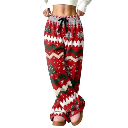 Wide Leg Pants for Women Baggy Loose Christmas Pattern Flannel Lounge Pants - image 5
