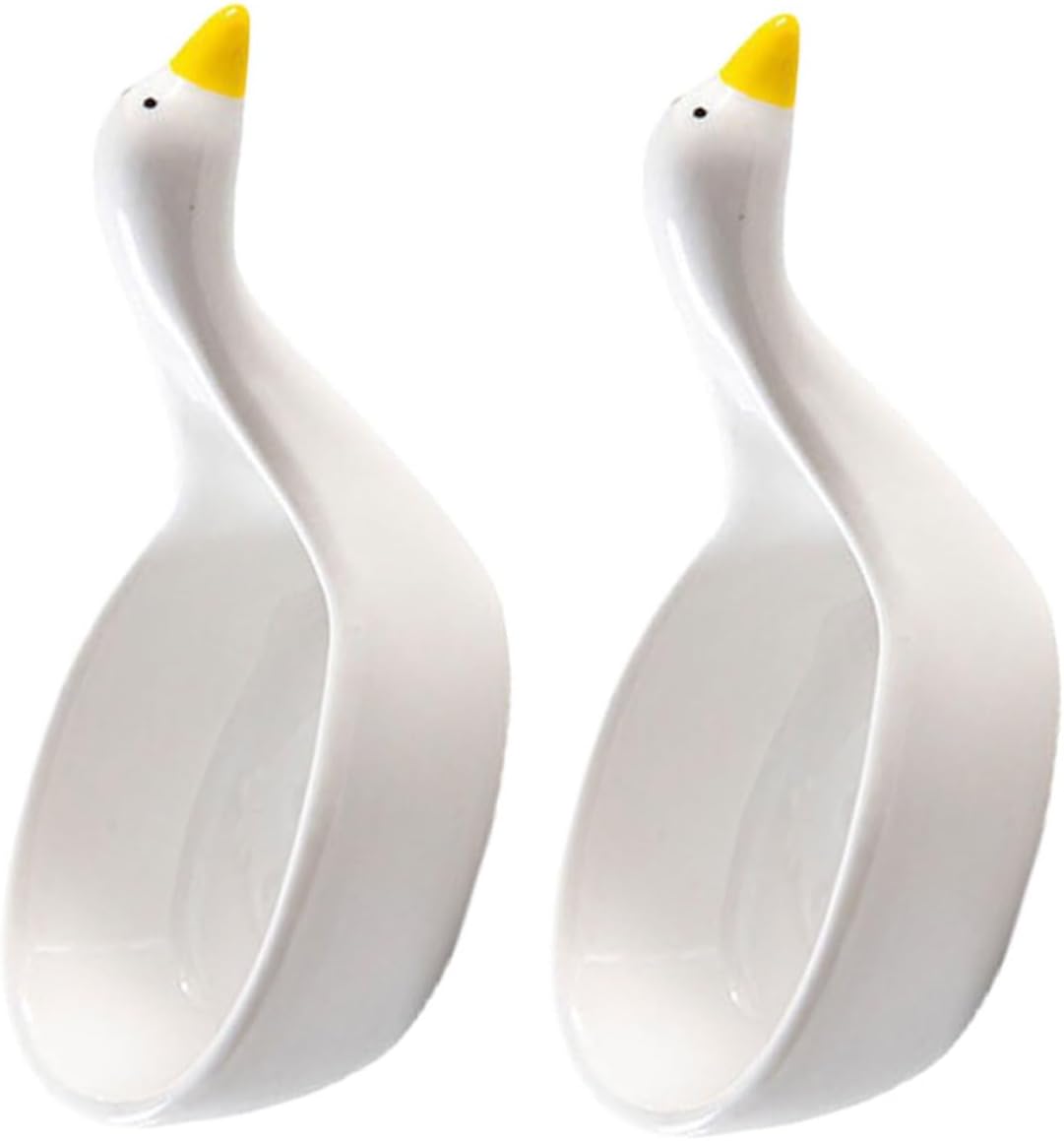 Healifty 2pcs Ceramic Swan Shaped Small Dipping Bowls for Sauces and Condiments Mini Porcelain Side Dish Plates Cute Stackable Seasoning Dishes for Home and Restaurant Use