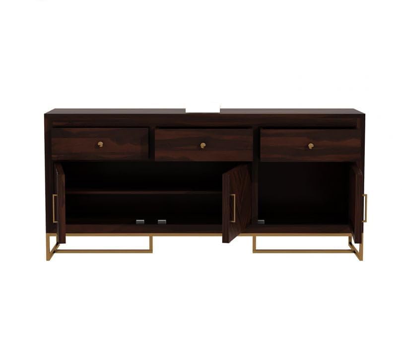 Image of Solid Sheesham Wood Wooden Chest of Drawer with Storage (Justin)