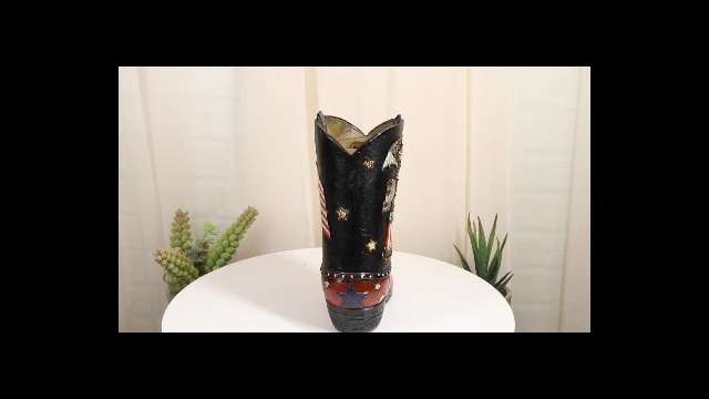 Westernstiefel-Deko Mit Handyhalter – Rustikale Skulptur Aus Kunstleder (12,7 Cm)