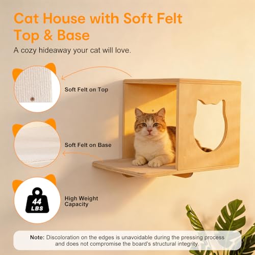 Estante de pared para gatos 8 en 1 para gatos grandes de madera miniatura 4
