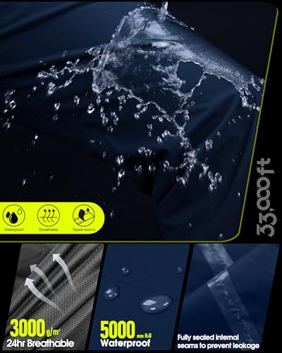 33,000ft Regenbroek voor heren, waterdichte outdoorbroek, lichte wandelbroek, 5000 mm, winddichte regenbroek voor wandelen, kamperen, fietsen - Afbeelding 4