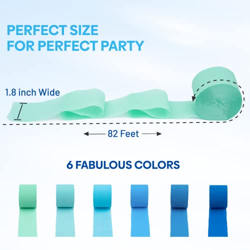 Image of 6 Blue Streamers, 492ft Pack of Crepe Paper Bachelorette Party Decorations