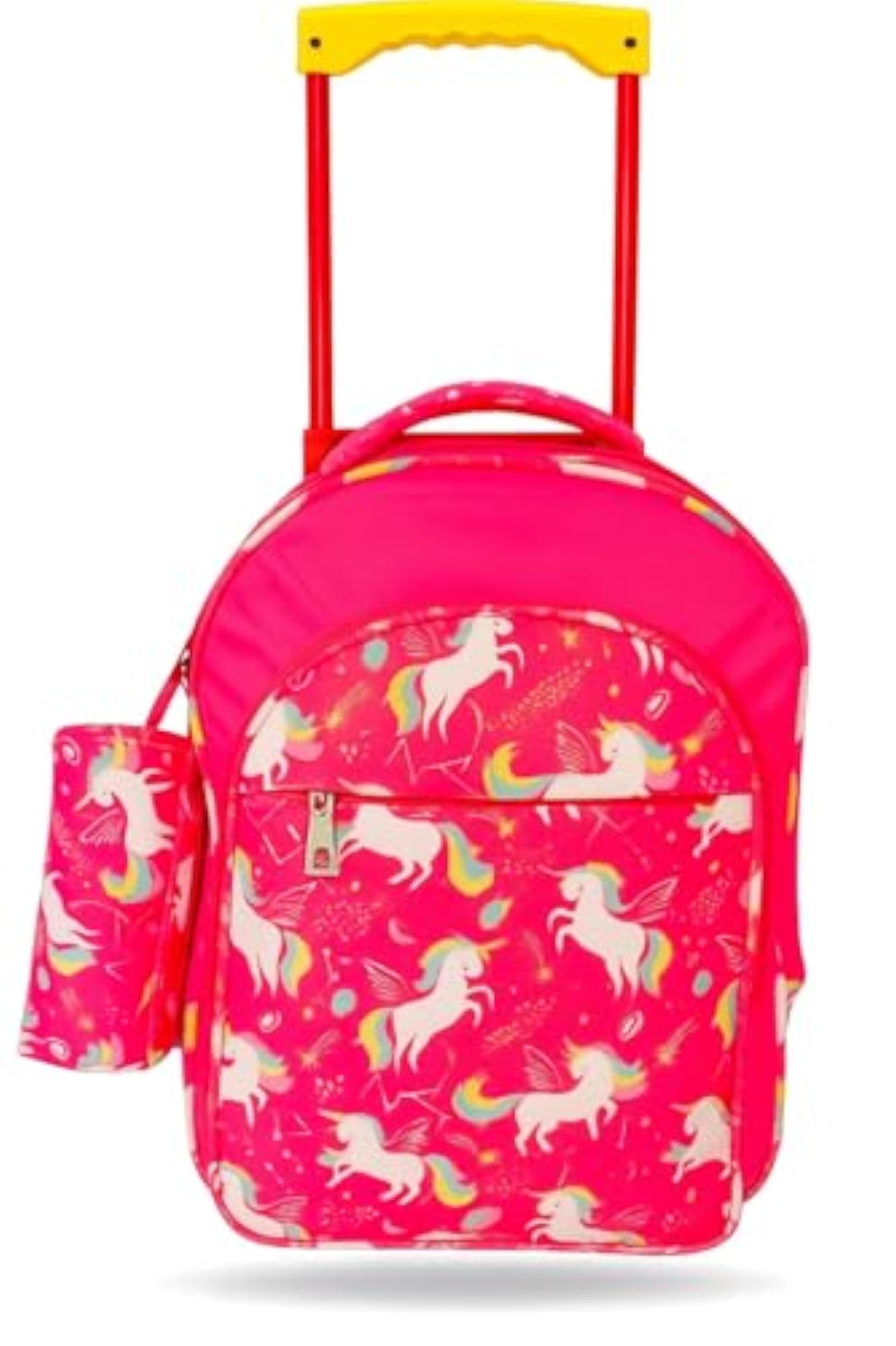 Kids Rolling Backpack with Wheels, Pink Unicorn Theme