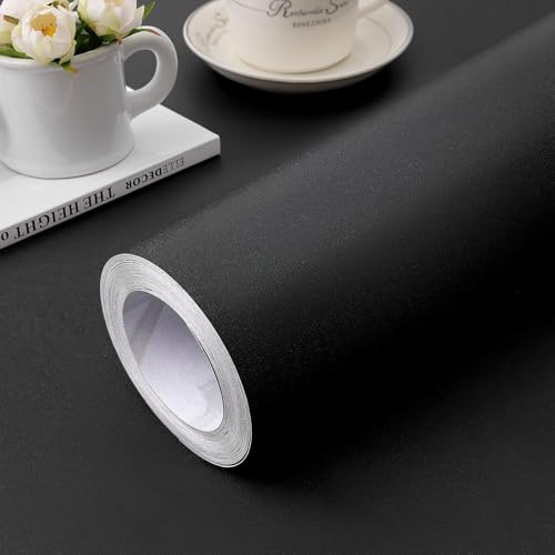Image of 15.7''x236.2 inch inch Black Wallpaper Peel and Stick Wallpaper Removable Wallpaper Vinyl Contact Paper