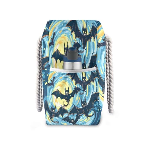 Sunrise and Bats（2） Beach Bag & Travel Tote Bag Large Sandproof with Zipper Closure, Wet Pouch for Swim Gym Travel, Lightweight Foldable Outdoor Bag3