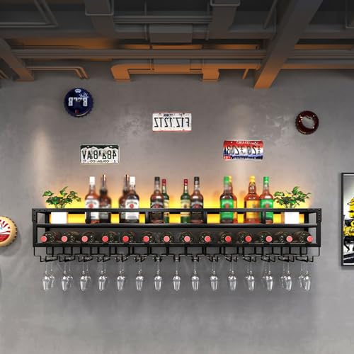 Meuble bar mural moderne en fer forgé haut de gamme noir et or - 7