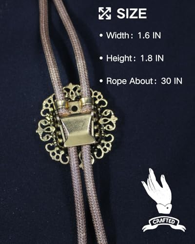 Image of PEARLY JUN Bolo Tie for Men Women Rhinestone Cowboy Brown Country Style Handmade Leather String Rodeo Festive Days Gifts