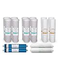 Max Water Replacement Filter Set CTO 5 Micron + Sediment + Inline Carbon for Standard Reverse Osmosis Water filter System 100 GPD RO Membrane Filters - 16 Pack - 10 inch Standard Size Water Filters