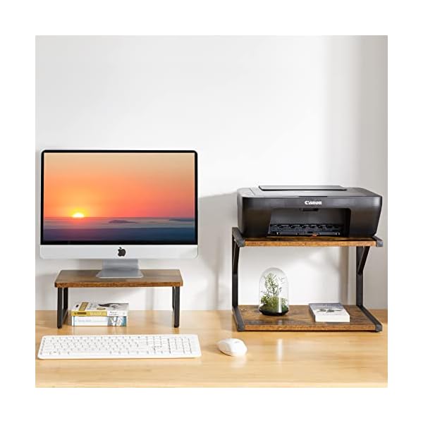 IBUYKE 2-stöckiger Desktop-Druckerständer, Mehrzweck-Schreibtisch-Organizer, Aufbewahrungsregal, Bücherregal, Druckerregal für Faxgerät, Scanner, Akten, Bücher – Bild 5