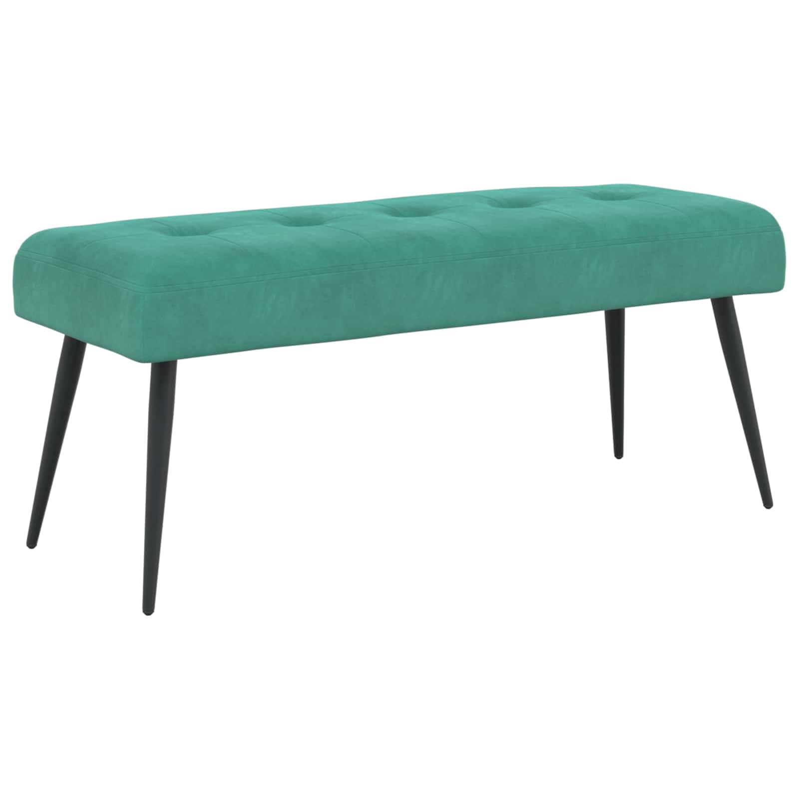 Sitzbank Samt Türkis - Elegante Polsterbank mit Knopfheftung, 110 x 40 x 46 cm - Moderne Bettbank und Flurbank mit Metallbeinen für Schlafzimmer und Wohnzimmer