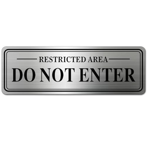 Metal Stainless Steel Restricted Area Sign Do Not Enter Signs With Self Adhesive 9x3in (Do Not Enter)