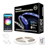 Tatazone RGBWW Smart Led Strip Lights, 16.4ft Tunable White 3000K to 6500K+RGB WiFi Led Light Strip Work with Alexa and Google, Color Changing Music Sync Indoor Rope Lights for Bedroom, TV, Cabinet